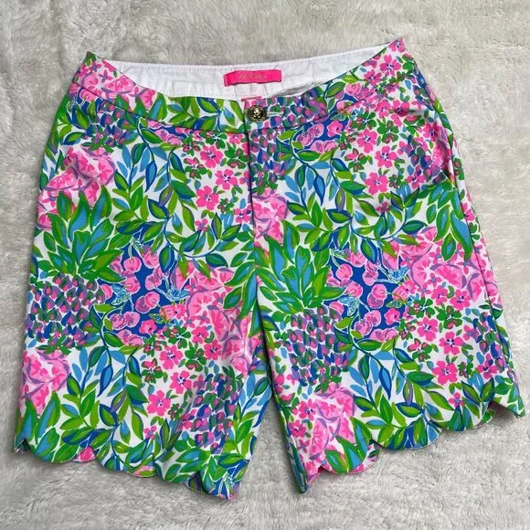 Lilly Pulitzer #012703 Women's Pink Green Floral Reggie Knit Short Size 0 - Picture 4 of 7